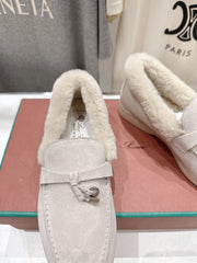 LP 25S SUMMER CHARMS WALK LOAFERS IN LIGHT GRAY SUEDE AND FLEECE