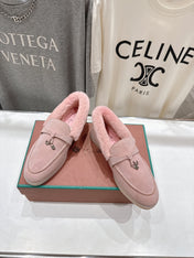 LP 25S SUMMER CHARMS WALK LOAFERS IN BABY PINK SUEDE AND FLEECE