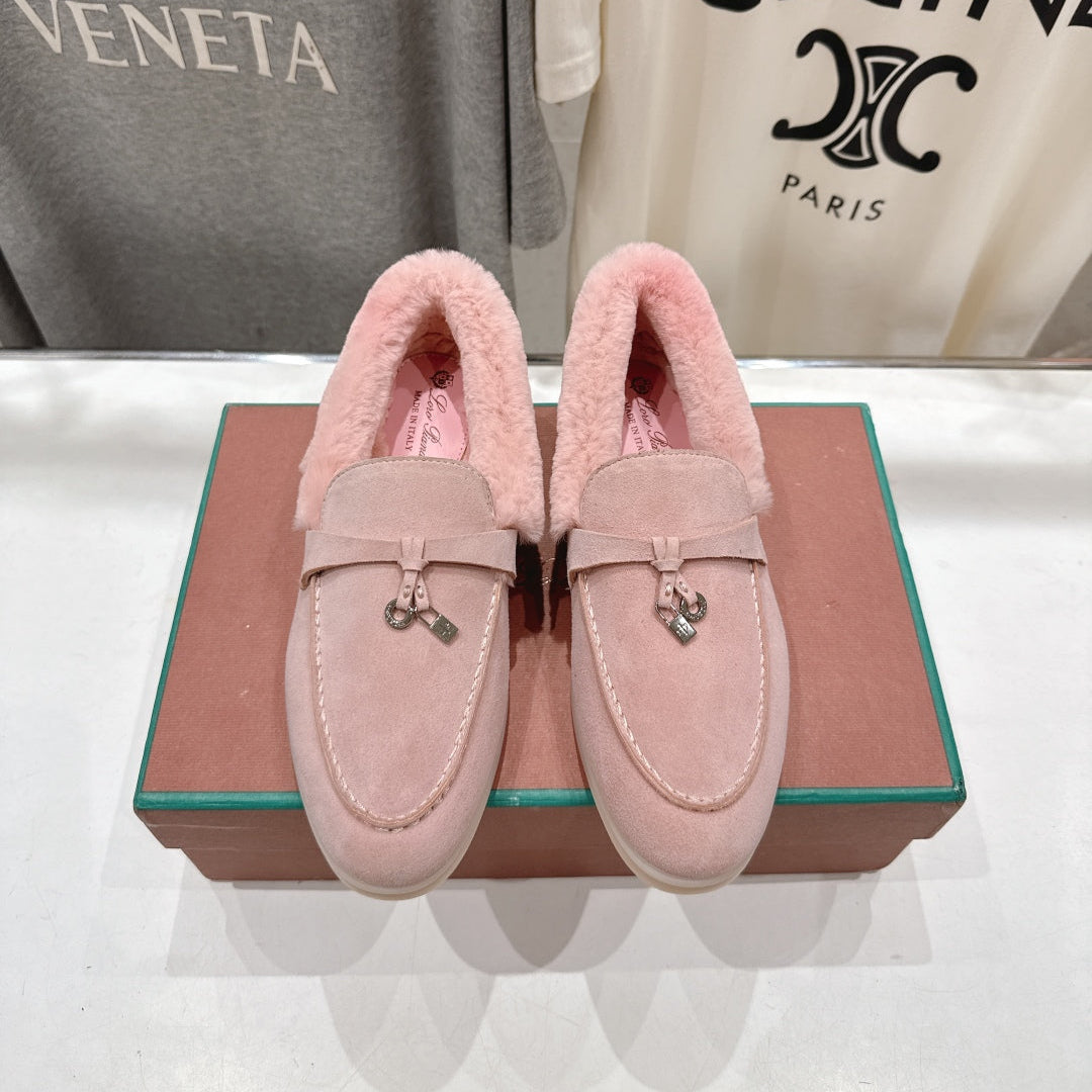 LP 25S SUMMER CHARMS WALK LOAFERS IN BABY PINK SUEDE AND FLEECE