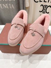 LP 25S SUMMER CHARMS WALK LOAFERS IN BABY PINK SUEDE AND FLEECE