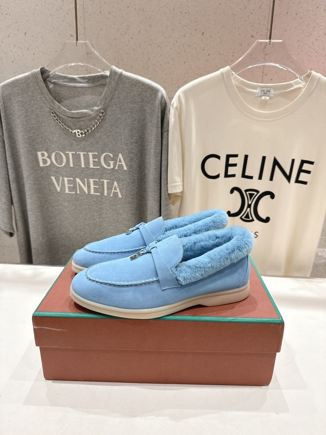 LP 25S SUMMER CHARMS WALK LOAFERS IN DARK PASTEL BLUE SUEDE AND FLEECE