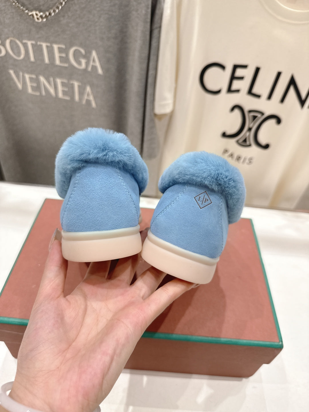 LP 25S SUMMER CHARMS WALK LOAFERS IN DARK PASTEL BLUE SUEDE AND FLEECE