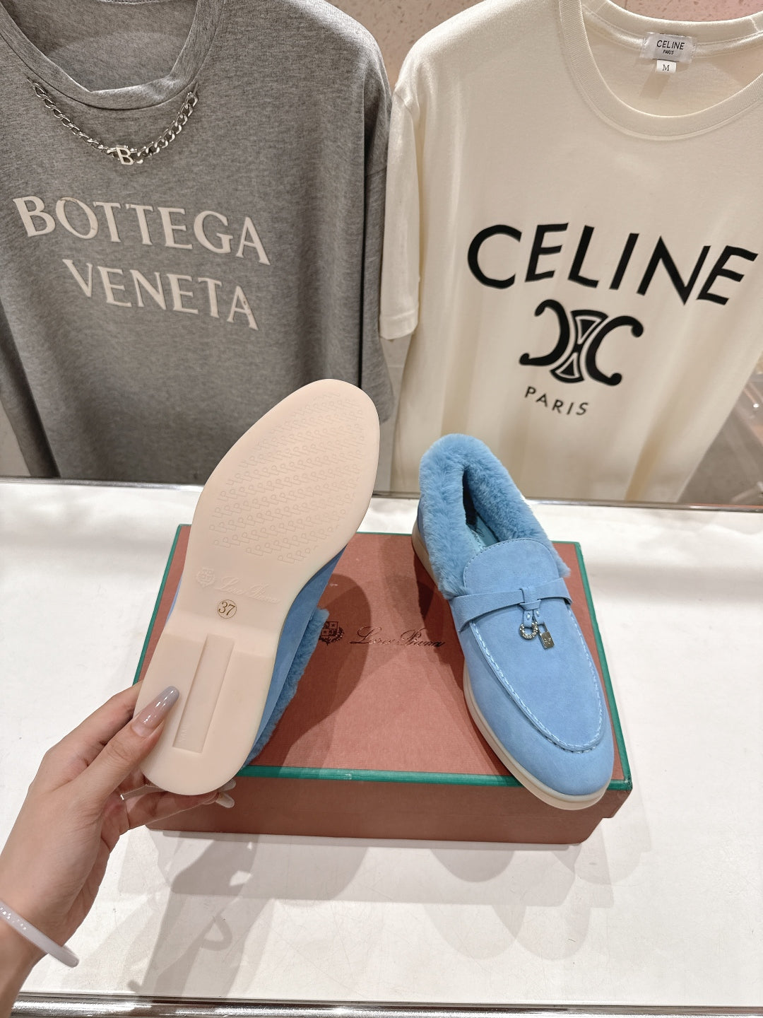 LP 25S SUMMER CHARMS WALK LOAFERS IN DARK PASTEL BLUE SUEDE AND FLEECE