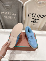 LP 25S SUMMER CHARMS WALK LOAFERS IN DARK PASTEL BLUE SUEDE AND FLEECE