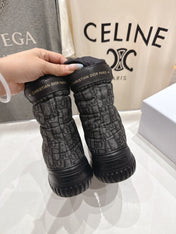 DIOR 25S ANKLE BOOTS IN DARK GREY MIX BLACK FEATHER