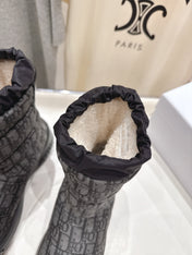 DIOR 25S ANKLE BOOTS IN DARK GREY MIX BLACK FEATHER