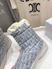 DIOR 25S ANKLE BOOTS IN BLUE FEATHER