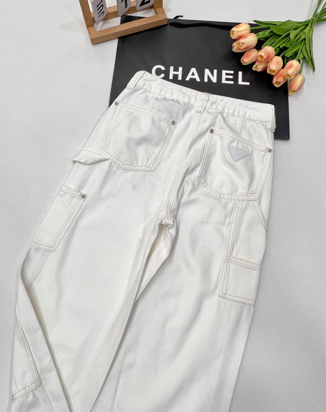 PRADA 25S DENIM WIDE-LEG PANTS 372