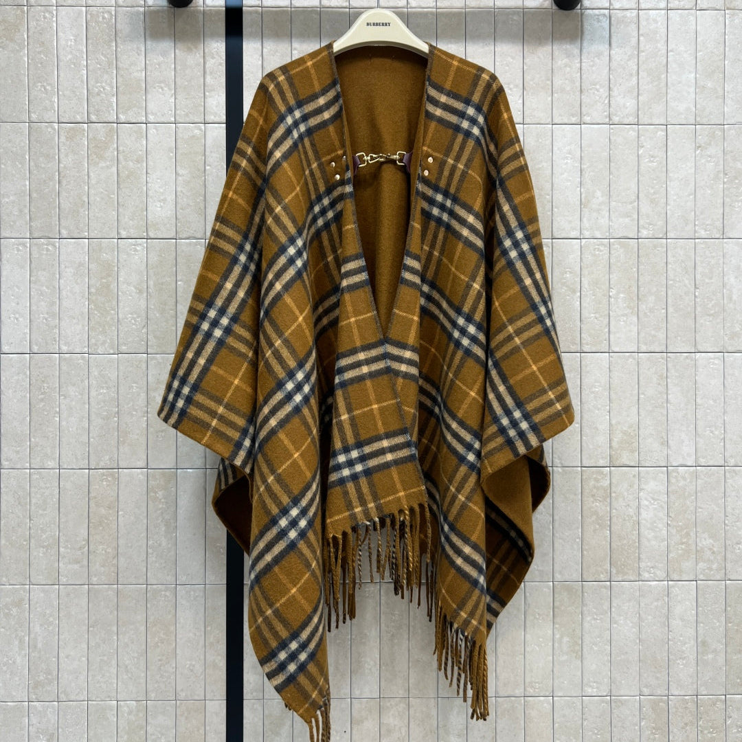BURBERRY 25S FRINGED WOOL SHAWL 4866