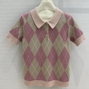Gucci 25 Short-sleeved Knitted Sweater Pink Wool