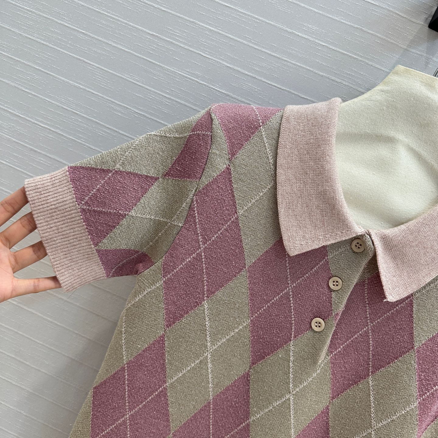 Gucci 25 Short-sleeved Knitted Sweater Pink Wool