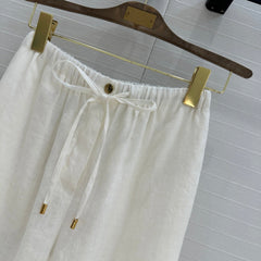 LP STRAIGHT-LEG LINEN PANTS IN WHITE