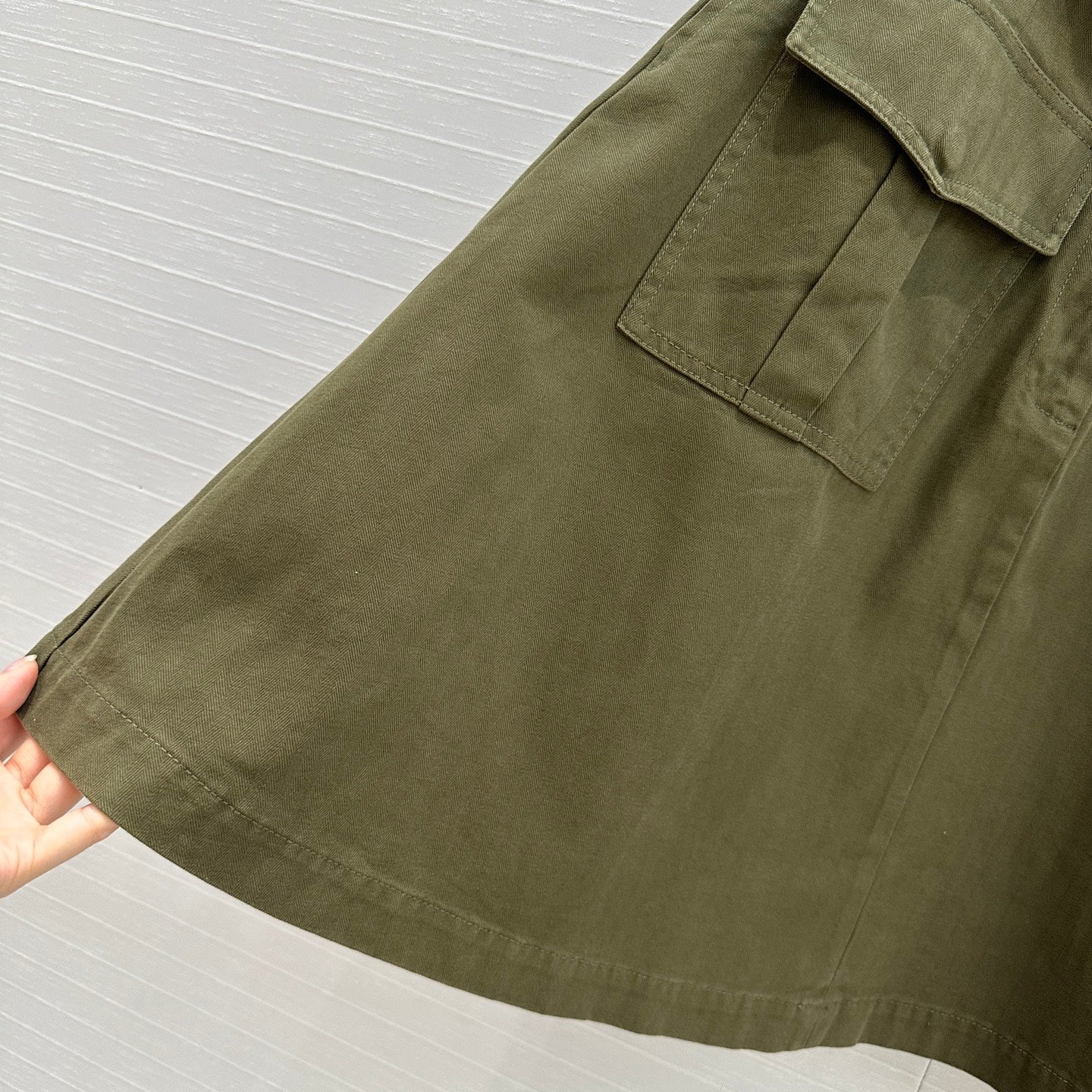 PRADA MOSS GREEN A-LINE SKIRT 264360