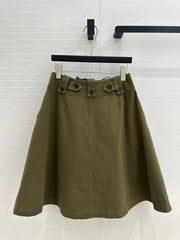 PRADA MOSS GREEN A-LINE SKIRT 264360