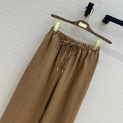 LP STRAIGHT-LEG LINEN PANTS IN BROWN