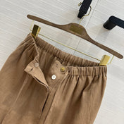LP STRAIGHT-LEG LINEN PANTS IN BROWN
