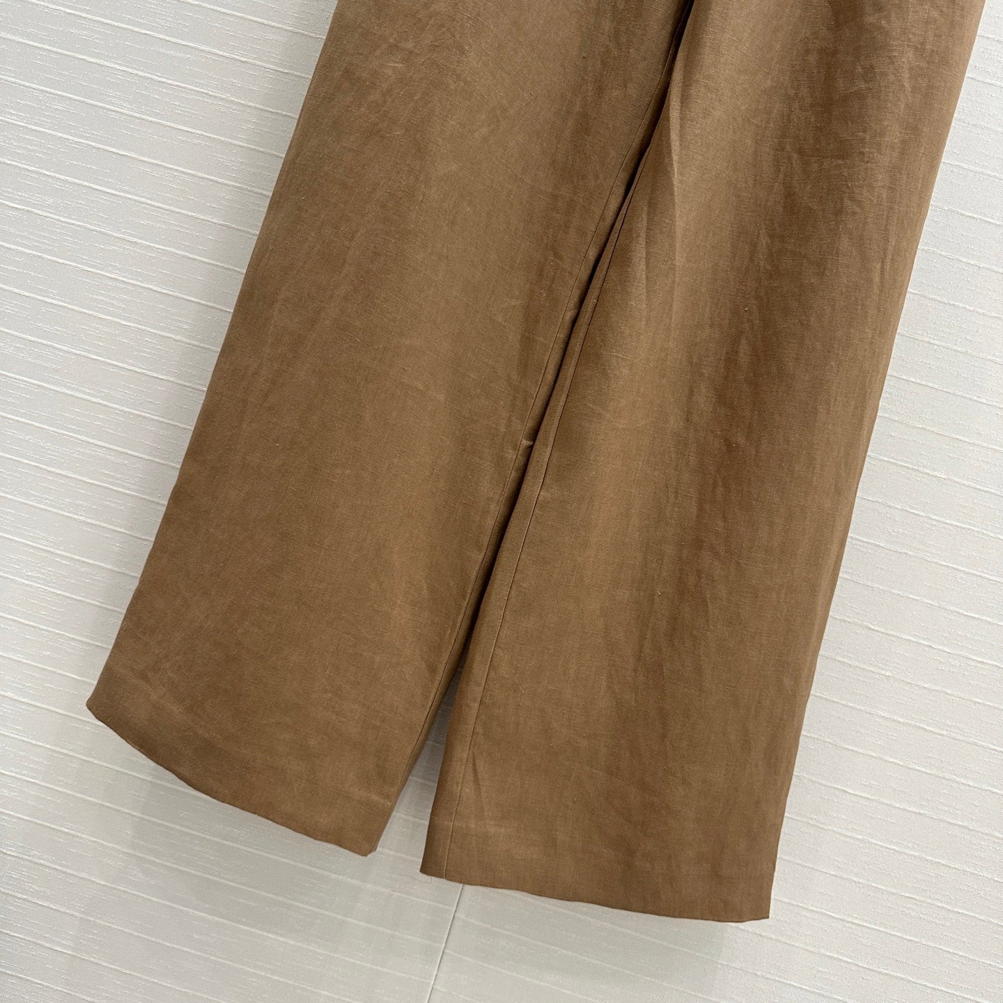 LP STRAIGHT-LEG LINEN PANTS IN BROWN