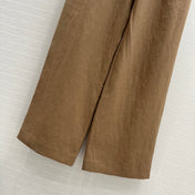 LP STRAIGHT-LEG LINEN PANTS IN BROWN