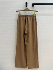 LP STRAIGHT-LEG LINEN PANTS IN BROWN