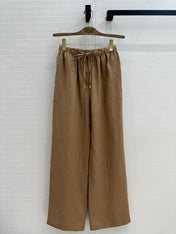 LP STRAIGHT-LEG LINEN PANTS IN BROWN