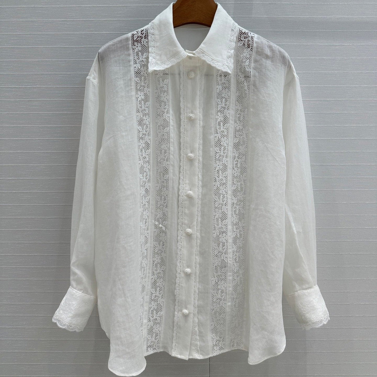 ZIMMERMANN LINEN SHIRT WITH LACE TRIM 276102