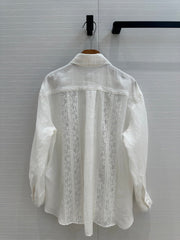 ZIMMERMANN LINEN SHIRT WITH LACE TRIM 276102