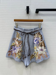 ZIMMER LAVENDER GRAY PATTERNED SHORTS 264427