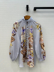 ZIMMER MULTICOLORED FLORAL SHIRT ON LAVENDER GREY BASE