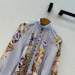 ZIMMER MULTICOLORED FLORAL SHIRT ON LAVENDER GREY BASE