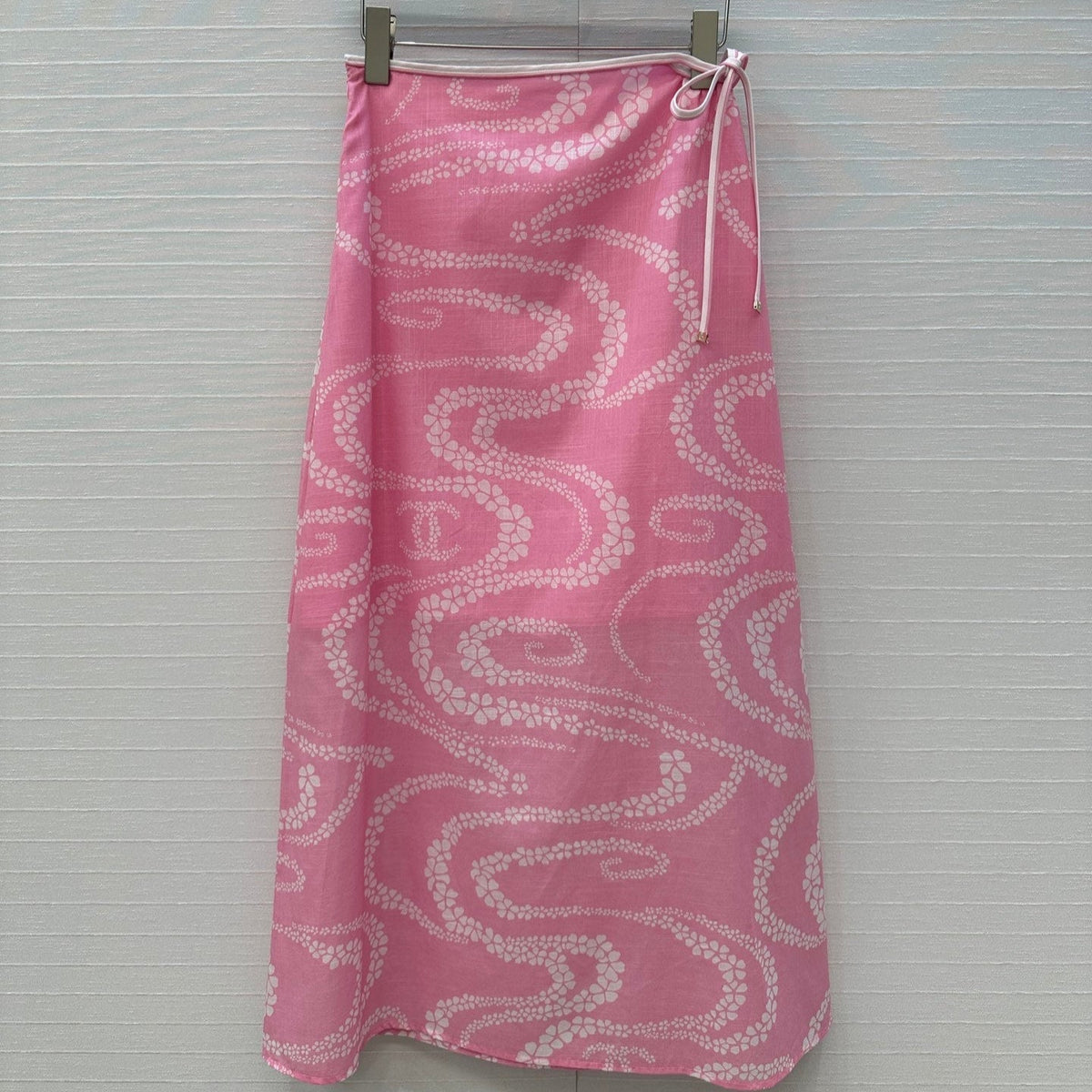 CC 25 Wave Pattern Long Skirt Pink Silk Cotton