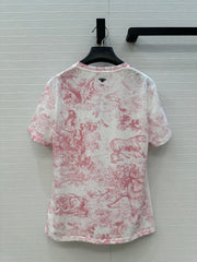 DIOR GRAPHIC PRINT T-SHIRT IN WHITE AND PINK