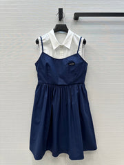 MIUMIU FAUX TWO-PIECE DRESS WITH STRAPS 268351