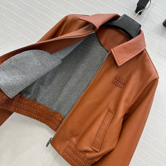 MIUMIU CROPPED LEATHER JACKET 276124