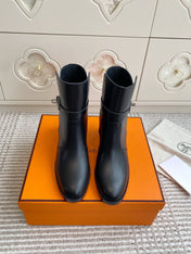 HM 25S FRENCHIE 50 ANKLE BOOT 50 MM IN BLACK LAMBSKIN WITH SILVER HARDWARE