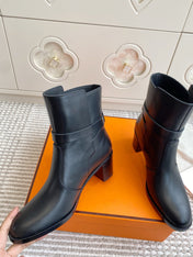 HM 25S FRENCHIE 50 ANKLE BOOT 50 MM IN BLACK LAMBSKIN WITH SILVER HARDWARE