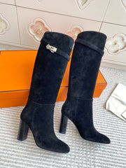 HM 25S TALL BOOTS 90 MM IN BLACK SUEDE