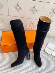 HM 25S TALL BOOTS 90 MM IN BLACK SUEDE