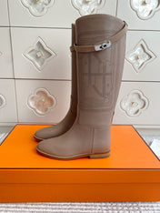 HM 25S JUMPING BOOTS IN LIGHT CARAMEL BROWN LAMBSKIN WITH SILVER HARDWARE
