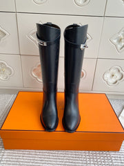 HM 25S JUMPING BOOTS IN BLACK LAMBSKIN WITH SILVER HARDWARE