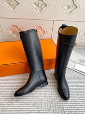 HM 25S JUMPING BOOTS IN BLACK LAMBSKIN WITH SILVER HARDWARE