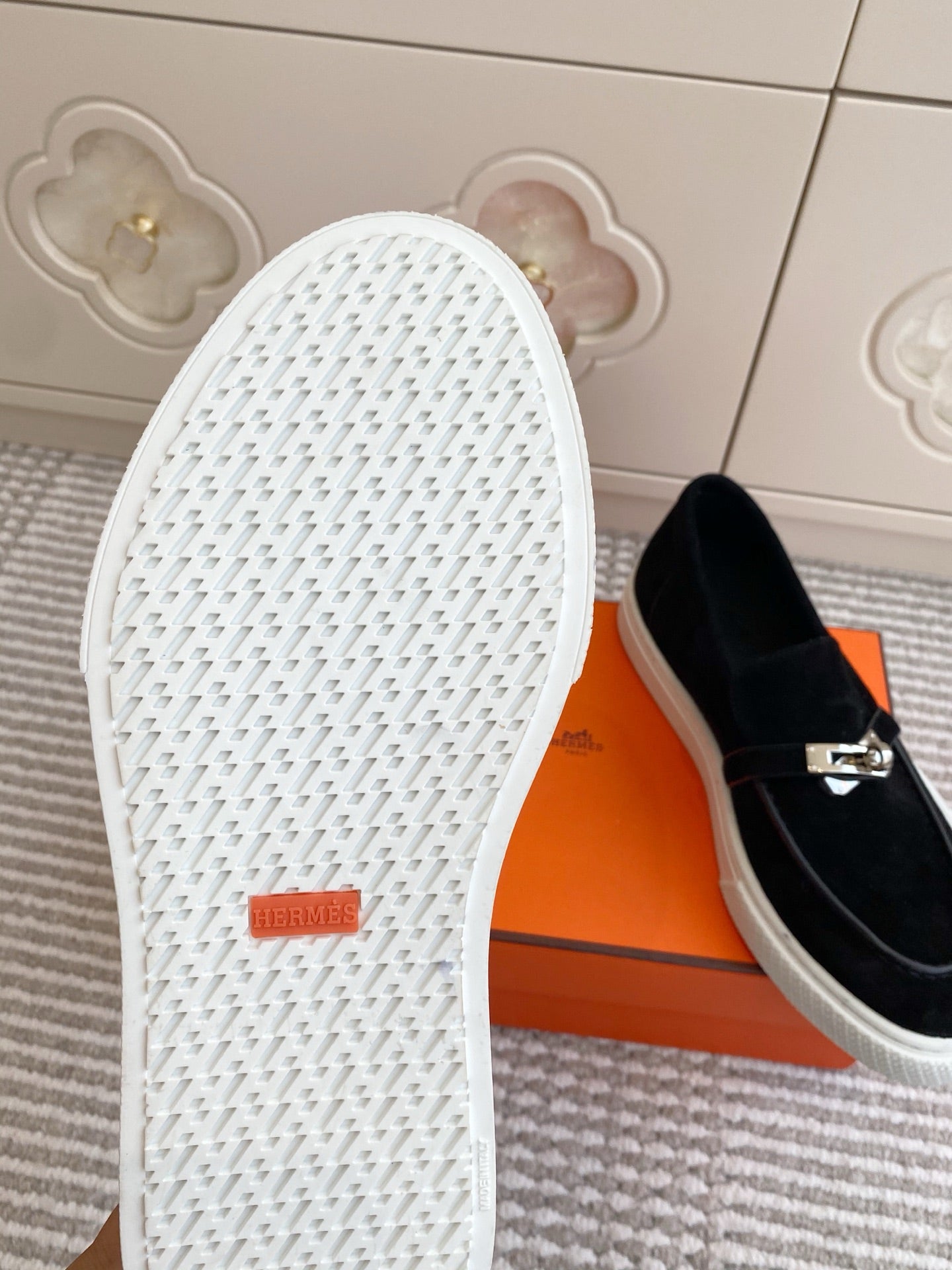 HM 25S SLIP-ON IN BLACK SUEDE WITH SILVER HARDWARE