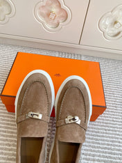 HM 25S SLIP-ON IN BROWN SUEDE WITH SILVER HARDWARE