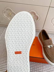 HM 25S SLIP-ON IN BROWN SUEDE WITH SILVER HARDWARE