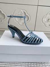 CELINE 26S CLEA TRIOMPHE GLADIATOR HEEL SANDALS 60 MM IN SKY BLUE LAMBSKIN