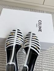 CELINE 26S CLEA TRIOMPHE GLADIATOR HEEL SANDALS 60 MM IN WHITE LAMBSKIN