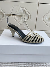 CELINE 26S CLEA TRIOMPHE GLADIATOR HEEL SANDALS 60 MM IN BEIGE LAMBSKIN