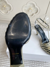 CELINE 26S CLEA TRIOMPHE GLADIATOR HEEL SANDALS 60 MM IN CHAMPAGNE GOLD LAMBSKIN