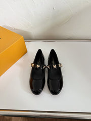 ROMY FLAT BALLERINA IN BLACK PATENT CALFSKIN