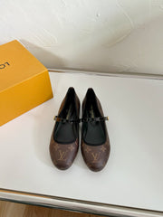 ROMY FLAT BALLERINA IN BROWN MONOGRAM CALFSKIN