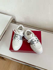 VIV' SKATE SNEAKERS IN WHITE CALFSKIN SILVER GLITTER STRAP AND CRYSTAL BUCKLE